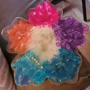 Handmade Resin Large Flower Serving Tray